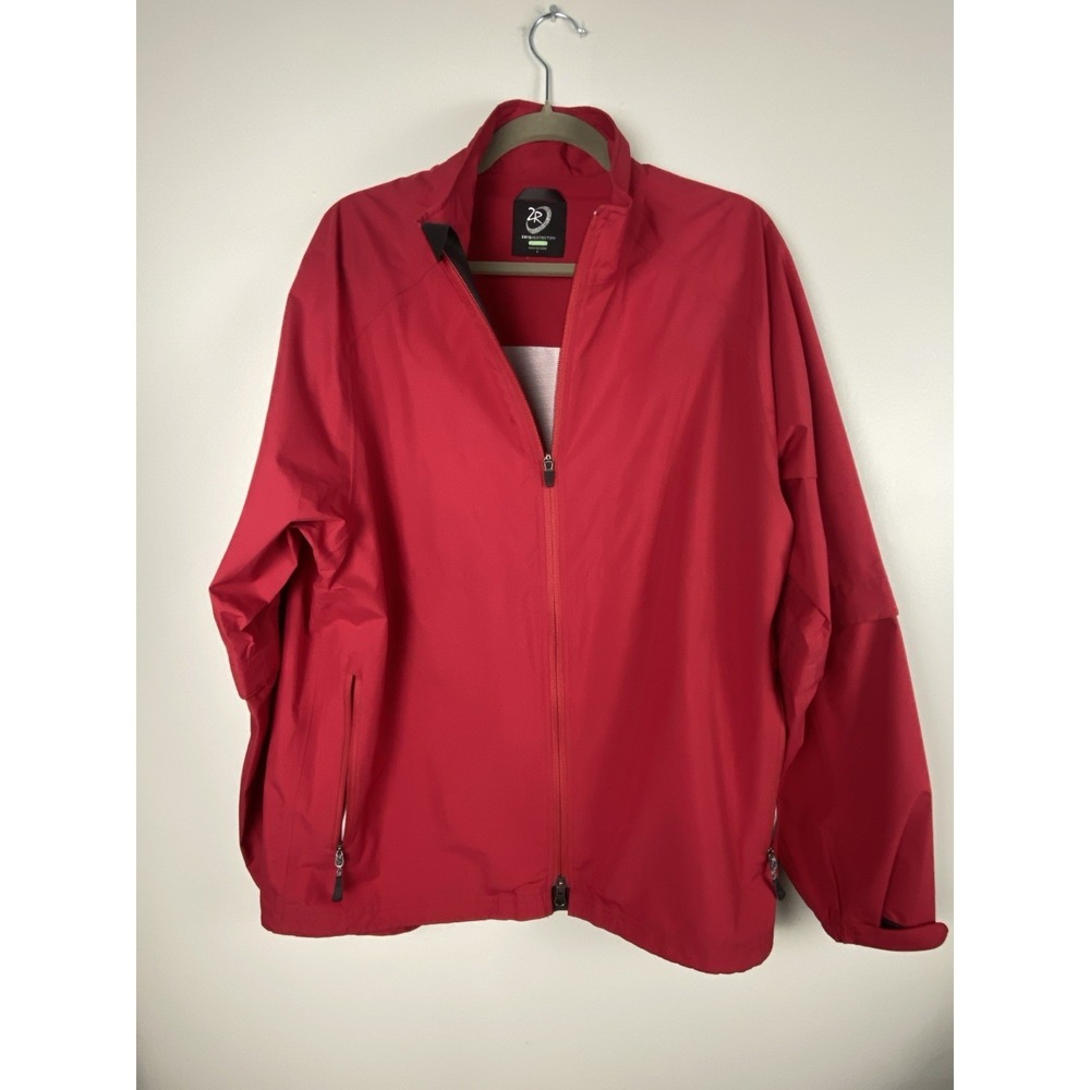 Zero Restriction Mens Packable Waterproof Golf Jacket Removable Sleeves Red Sz L